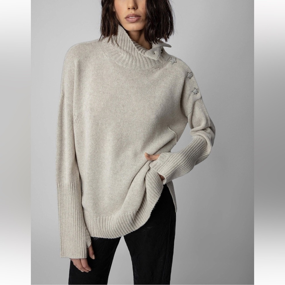 Zadig & Voltaire Alma Bijoux Sweater Jumper Pullover Cashmere Size XS oversized